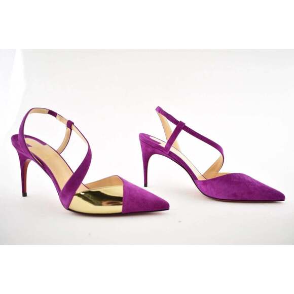 Christian Louboutin Platina 85 Pink Richelieu Cross Strap Sandal Heel Pump 40 - Picture 4 of 12